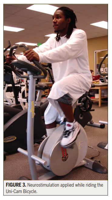 Neurostimulation applied while riding the Uni-Cam Bicycle